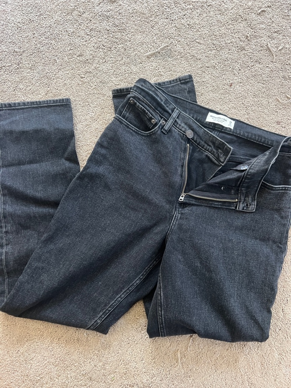 Abercrombie & Fitch Black Washed High-Rise Slim Straight Jeans